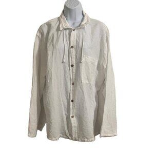 Cottonseed Wear Shirt Women's L White Button Front Cotton Short‎ Sleeve Boxy